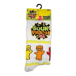 3/$25 Sour Patch Kids White & Yellow Casual Women's Socks